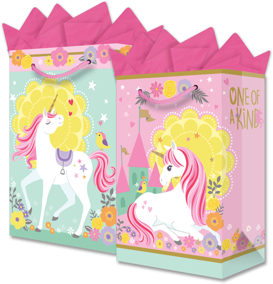 Bolsa para Regalo Mediana Unicornio Flores