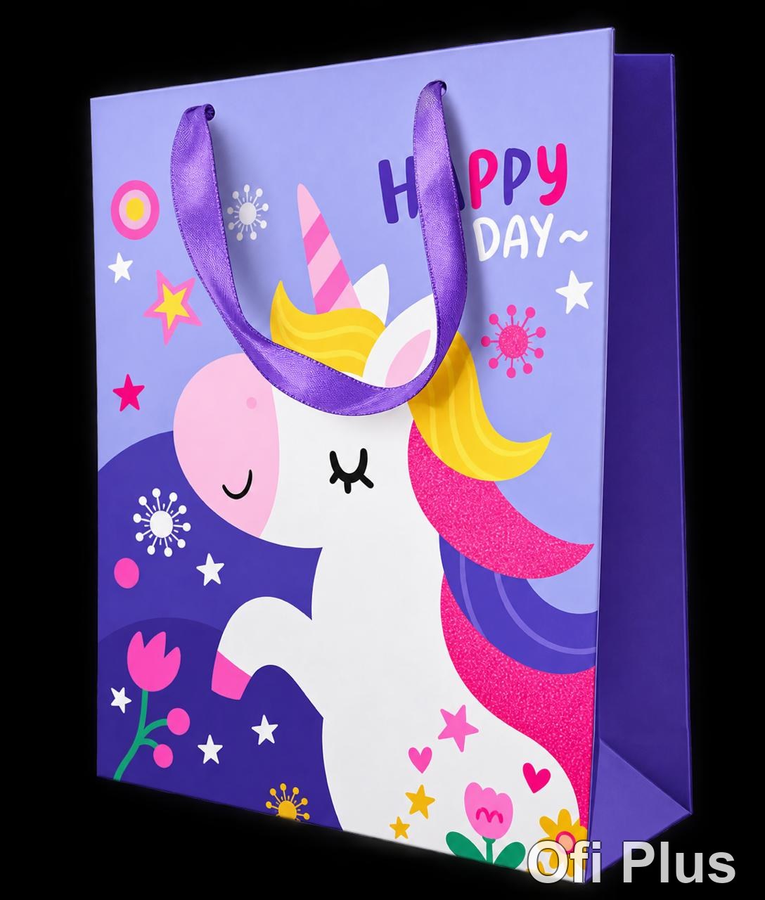 Bolsa Para Regalo Mediana Diseño Unicornio "Happy Day"