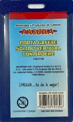 PORTA GAFETE SOLIDO VERTICAL C/BROCHE PASCUA